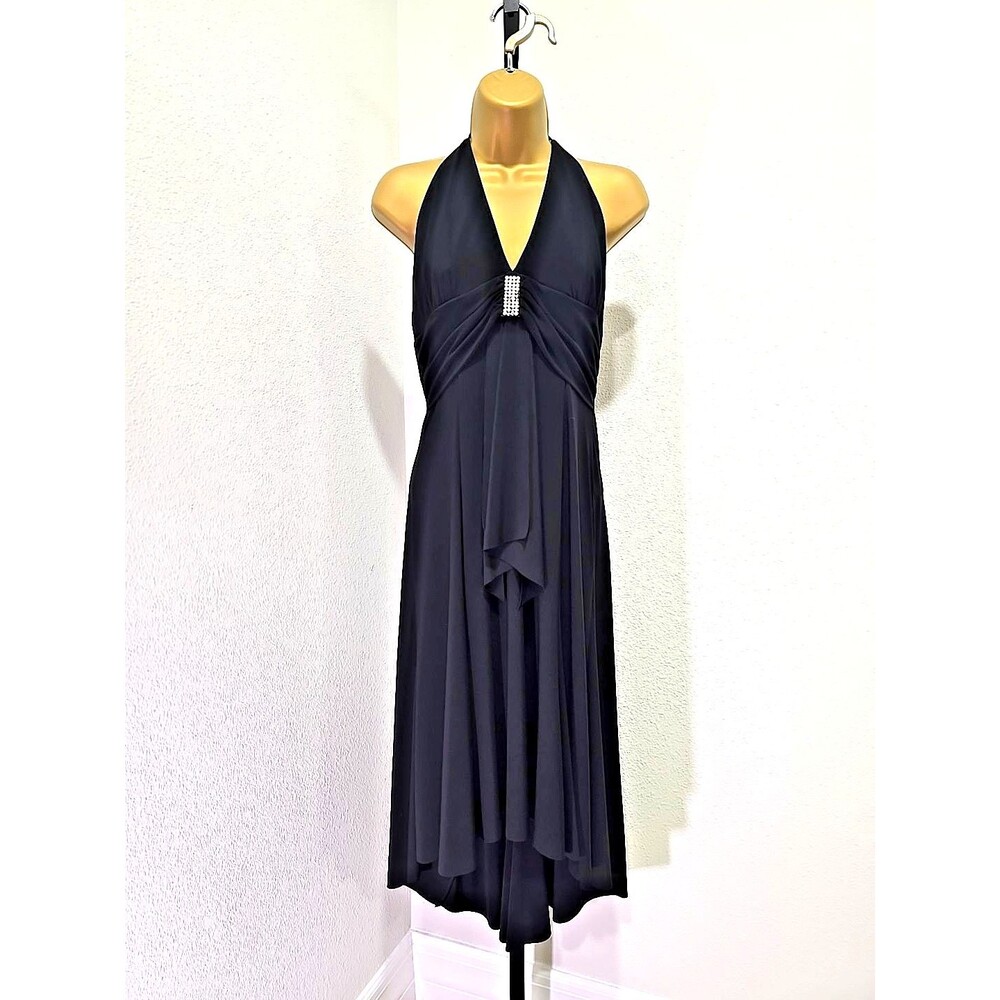 Vtg Y2K Babydoll Fairy Grunge Assymetric Midi Prom Dress Sz 10 Black Whimsigoth
